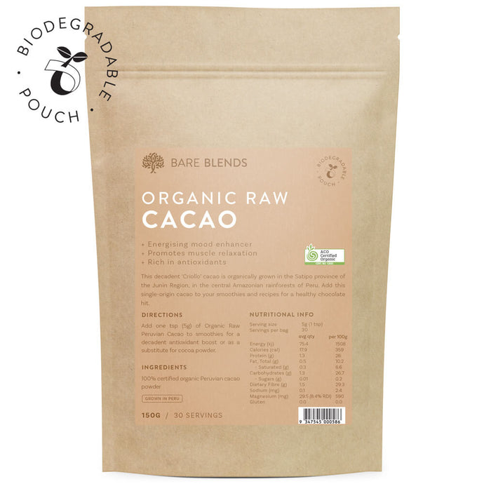 Organic Raw Cacao - compostable packaging